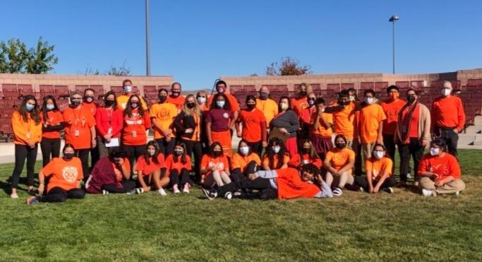 plhs staff and students wearing orange shirts 