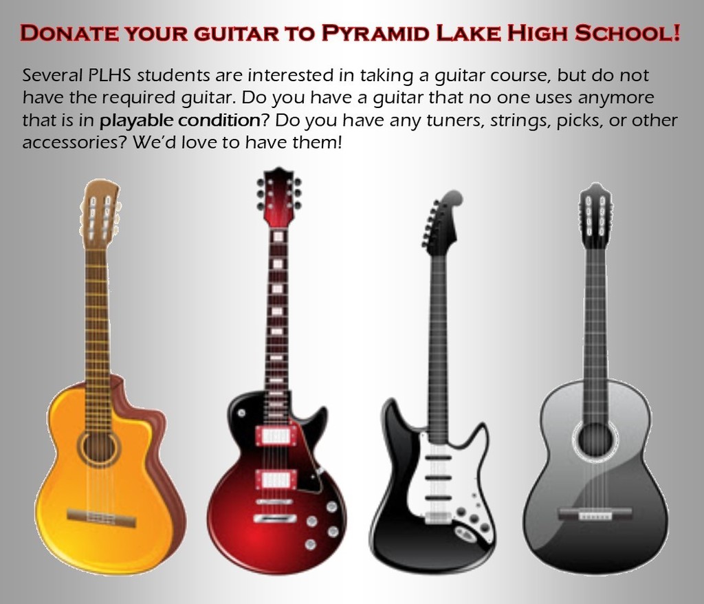 Several PLHS students are interested in taking a guitar course, but do not have the required guitar. Do you have a guitar that no one uses anymore that is in playable condition? Do you have any tuners, strings, pics, or other accessories? We’d love to have them! 